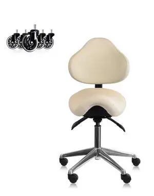 Ergonomic Saddle Stool with Back | Rolling Office Task Chair Adjustable Height Tilt Recline | Padded Seat for Medical Professionals, Dentists, and Artists, Beige with Wheels, Single, Set of 1 Ergonomic Saddle Stool with Back | Rolling Office Task Chair Adjustable Height Tilt Recline | Padded Seat for Medical Professionals, Dentists, and Artists, Beige with Wheels, Single, Set of 1