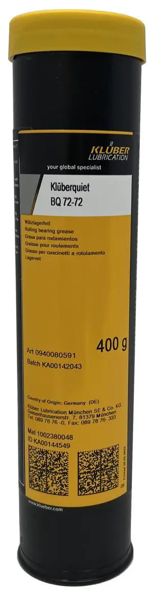 KLUBERQUIET BQ 72-72 for Electric Motors, Fans, Household Appliances and Office Equipment 400 g Cartridge KLUBERQUIET BQ 72-72 for Electric Motors, Fans, Household Appliances and Office Equipment 400 g Cartridge