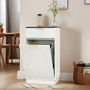 10 Gallon Tilt Out Trash Can Cabinet Wooden Hidden Trash Can Cabinet,Pet Proof Garbage Recycling Cabinet with Storage for Kitchen Bathroom Living Room White 10 Gallon Tilt Out Trash Can Cabinet Wooden Hidden Trash Can Cabinet,Pet Proof Garbage Recycling Cabinet with Storage for Kitchen Bathroom Living Room White