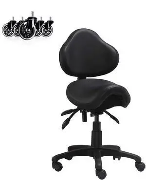 Ergonomic Saddle Stool with Back | Rolling Office Task Chair Adjustable Height Tilt Recline | Padded Seat for Medical Professionals, Dentists, and Artists, Black with Wheels, Single, Set of 1 Ergonomic Saddle Stool with Back | Rolling Office Task Chair Adjustable Height Tilt Recline | Padded Seat for Medical Professionals, Dentists, and Artists, Black with Wheels, Single, Set of 1