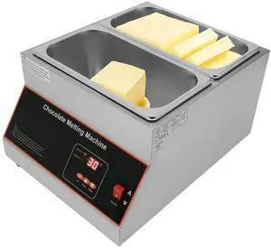 Chocolate Melting Pot, 500W 12kg/26.5lbs Electric Chocolate Tempering Machine, Stainless Steel Commercial Chocolate Melter Food Warmer for Catering Restaurant, 2 Tanks, 32-203°F Chocolate Melting Pot, 500W 12kg/26.5lbs Electric Chocolate Tempering Machine, Stainless Steel Commercial Chocolate Melter Food Warmer for Catering Restaurant, 2 Tanks, 32-203°F