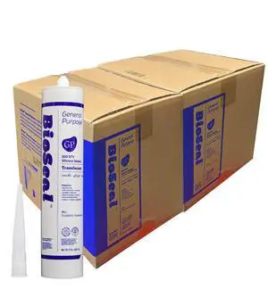 Translucent BioSeal 100% RTV Silicone Sealant Caulk General Purpose, Waterproof and No Odor 10.1 Ounce Cartridge -Translucent 50 Set Translucent BioSeal 100% RTV Silicone Sealant Caulk General Purpose, Waterproof and No Odor 10.1 Ounce Cartridge -Translucent 50 Set