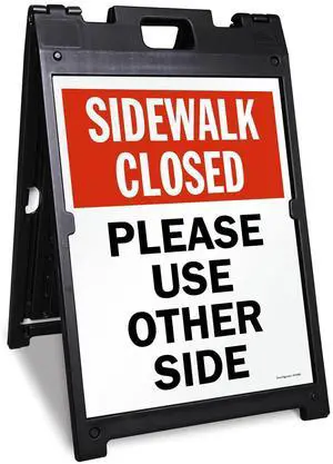 24 x 18 inch Sidewalk Closed - Please Use Other Side Two-Sided BabyBoss A-Frame Sign Kit, Plastic, Multicolor (1 A-Frame + 2 Sign Panels) 24 x 18 inch Sidewalk Closed - Please Use Other Side Two-Sided BabyBoss A-Frame Sign Kit, Plastic, Multicolor (1 A-Frame + 2 Sign Panels)