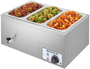 21 QT 3 Pan Commercial Electric Food Warmer, Counter Top Electric Bain-Marie with Warming Plate, Steam Table Food Warmer for Catering, Parties Buffet and Restaurant, Stainless Steel, 1200W 21 QT 3 Pan Commercial Electric Food Warmer, Counter Top Electric Bain-Marie with Warming Plate, Steam Table Food Warmer for Catering, Parties Buffet and Restaurant, Stainless Steel, 1200W