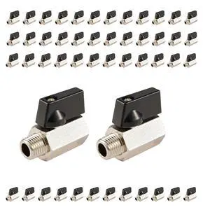 50-Pack Brass Mini Ball Valve Shut-off Valve with Black Handle, 1/4" NPT Male x 1/4" NPT Female Thread Pipe Fitting 50-Pack Brass Mini Ball Valve Shut-off Valve with Black Handle, 1/4" NPT Male x 1/4" NPT Female Thread Pipe Fitting