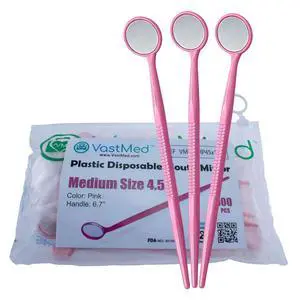 2000 Pcs Disposable Dental Mirrors by | Anti Fog Mouth Mirror Oral Dental Plastic Mirrors | Every Mirror Individually Wrapped for Dentist Adult - Pink 2000 Pcs Disposable Dental Mirrors by | Anti Fog Mouth Mirror Oral Dental Plastic Mirrors | Every Mirror Individually Wrapped for Dentist Adult - Pink