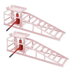 Hydraulic Car Ramps 2-Pack, 11000 LBS Low Profile Portable Car Lift Ramp for Oil Change & Garage Repair, Heavy Duty Steel Ramps for Trucks/Low Cars, Pink Hydraulic Car Ramps 2-Pack, 11000 LBS Low Profile Portable Car Lift Ramp for Oil Change & Garage Repair, Heavy Duty Steel Ramps for Trucks/Low Cars, Pink