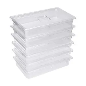 Hotel Pans, 6 Pack Full Size 4'' Deep Clear Food Pans with Lids, Commercial Stackable Food Pans, Polycarbonate Transparent Food Storage Containers, Freezer-Safe for Restaurant Hotel Hotel Pans, 6 Pack Full Size 4'' Deep Clear Food Pans with Lids, Commercial Stackable Food Pans, Polycarbonate Transparent Food Storage Containers, Freezer-Safe for Restaurant Hotel