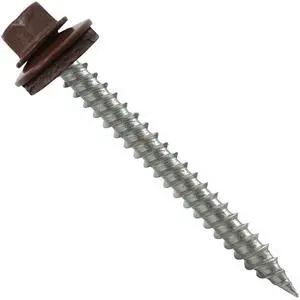 Stainless Steel Metal Roofing Screws (250) 9 x 2 Brown hex Head Sheet Metal Roofing Screw. Self-Piercing (SP) tip Metal to Wood siding Screws EPDM Washer Stainless Steel Metal Roofing Screws (250) 9 x 2 Brown hex Head Sheet Metal Roofing Screw. Self-Piercing (SP) tip Metal to Wood siding Screws EPDM Washer