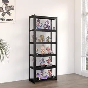 5-Tier Display Cabinet Bamboo with Acrylic Glass Door Curio Display Case for Collectibles Toy Organizers Rack & Display Shelf Kids Bookshelf for Home, Office, Playroom, Living Room(Black) 5-Tier Display Cabinet Bamboo with Acrylic Glass Door Curio Display Case for Collectibles Toy Organizers Rack & Display Shelf Kids Bookshelf for Home, Office, Playroom, Living Room(Black)