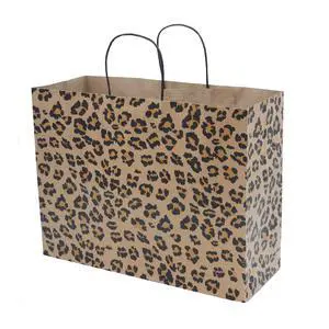 Brown Leopard Paper Shopping Bags - (16 L x 6 D x 12 ½ H) Case of 100 Brown Leopard Paper Shopping Bags - (16 L x 6 D x 12 ½ H) Case of 100