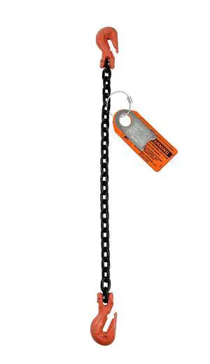 Chain Sling - 3/8" x 6' Single Leg with Grab Hooks - Grade 100 Chain Sling - 3/8" x 6' Single Leg with Grab Hooks - Grade 100