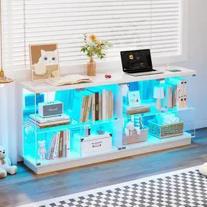 59" Glass Display Cabinet with Glass Door, Clear Tempered Curio Cabinet with Charging Station, Human Body Sensor & RGB Lights for Collectibles, Modern Display Case for Living Room, White 59" Glass Display Cabinet with Glass Door, Clear Tempered Curio Cabinet with Charging Station, Human Body Sensor & RGB Lights for Collectibles, Modern Display Case for Living Room, White