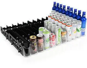 Drink Organizer for Fridge, Visi-Fast Spring-Loaded Beverage Glides for 12oz slim, 11-Wide, 24" D, 6-Pack Drink Organizer for Fridge, Visi-Fast Spring-Loaded Beverage Glides for 12oz slim, 11-Wide, 24" D, 6-Pack