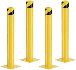 Safety Bollard Post, 42 Inch Height Steel Bollards, 4.5 Inch Diameter Parking Bollard, Yellow Powder Coated Safety Parking Barrier Post, for Traffic Sensitive Areas (42inch 4Pack) Safety Bollard Post, 42 Inch Height Steel Bollards, 4.5 Inch Diameter Parking Bollard, Yellow Powder Coated Safety Parking Barrier Post, for Traffic Sensitive Areas (42inch 4Pack)
