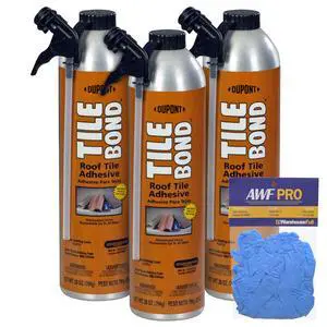 Tile Bond Roof Tile Adhesive 28oz with Reusable Straw and Gloves, Moisture Cured, Polyurethane, One Component, Minimal Expanding Foam Adhesive for Clay and Roof Tiles (Pack of 3) Tile Bond Roof Tile Adhesive 28oz with Reusable Straw and Gloves, Moisture Cured, Polyurethane, One Component, Minimal Expanding Foam Adhesive for Clay and Roof Tiles (Pack of 3)