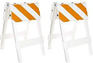 97-01-001 Polypropylene Type I Folding Barricade, 24" Width x 40" Height, Orange on White (Pack of 2) 97-01-001 Polypropylene Type I Folding Barricade, 24" Width x 40" Height, Orange on White (Pack of 2)