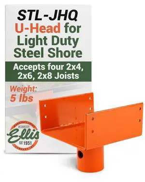 Manufacturing Company - U-Head Top for Light Duty Steel Shores - Secures to Horizontal Lumber Beams & Joists - Easy to Use with 8 Mounting Holes - Quad Joist Holder Manufacturing Company - U-Head Top for Light Duty Steel Shores - Secures to Horizontal Lumber Beams & Joists - Easy to Use with 8 Mounting Holes - Quad Joist Holder