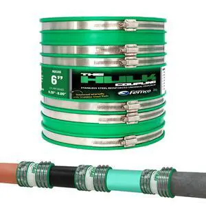 6" Hulk Pipe Coupling Non Shear Below Ground Rated Universal Connector for Clay, Plastic, Concrete Ductile and Cast Iron Materials 6" Hulk Pipe Coupling Non Shear Below Ground Rated Universal Connector for Clay, Plastic, Concrete Ductile and Cast Iron Materials