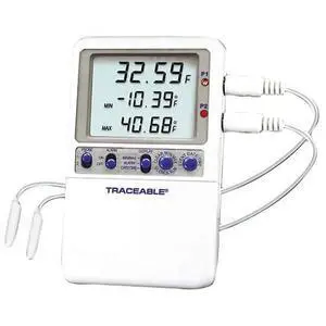 Calibrated Digital Fridge Thermometer/Freezer Thermometer with 2 Bullet Probes, 58 to 158 Fahrenheit, 0.01 Resolution, Accuracy of 0.3 Degree Celsius Calibrated Digital Fridge Thermometer/Freezer Thermometer with 2 Bullet Probes, 58 to 158 Fahrenheit, 0.01 Resolution, Accuracy of 0.3 Degree Celsius