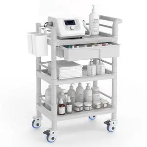 Medical Mobile Trolley Cart 3 Tier 500 Lbs Spacious Beauty Salon Rolling Trolley with Dirt Buckets Drawers 360°Rotate Wheels Heavy Duty Medical Utility Cart for Hospital Dental Clinic Medical Mobile Trolley Cart 3 Tier 500 Lbs Spacious Beauty Salon Rolling Trolley with Dirt Buckets Drawers 360°Rotate Wheels Heavy Duty Medical Utility Cart for Hospital Dental Clinic