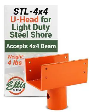 Manufacturing Company - U-Head Top for Light Duty Steel Shores - Secures to Horizontal Lumber Beams & Joists - Easy to Use with 8 Mounting Holes - 4x4 Joist Holder Manufacturing Company - U-Head Top for Light Duty Steel Shores - Secures to Horizontal Lumber Beams & Joists - Easy to Use with 8 Mounting Holes - 4x4 Joist Holder