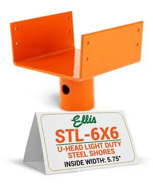 Manufacturing Company - U-Head Top for Light Duty Steel Shores - Secures to Horizontal Lumber Beams & Joists - Easy to Use with 8 Mounting Holes - 6x6 Joist Holder Manufacturing Company - U-Head Top for Light Duty Steel Shores - Secures to Horizontal Lumber Beams & Joists - Easy to Use with 8 Mounting Holes - 6x6 Joist Holder