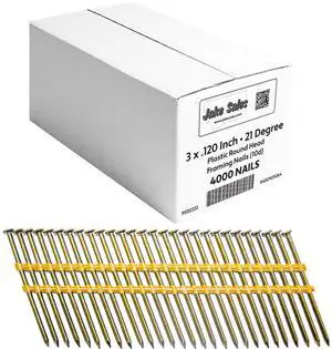 3" x.120" (10d) 21 Degree - Vinyl Coated - Plastic Collated- Framing Nail - Full Box ~4000 Nails 3" x.120" (10d) 21 Degree - Vinyl Coated - Plastic Collated- Framing Nail - Full Box ~4000 Nails