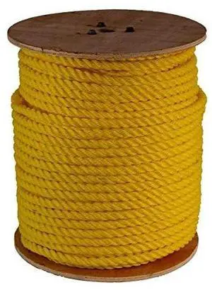 GWP 5/8" x 600' 3 Strand Yellow Polypropylene Rope (5,580 lbs. Tensile Strength) Various Sizes in Listing GWP 5/8" x 600' 3 Strand Yellow Polypropylene Rope (5,580 lbs. Tensile Strength) Various Sizes in Listing