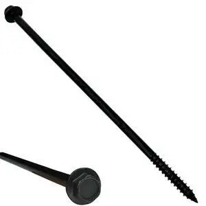 (50) 3/8 X 12 Black Hex Head Lag Wood Screws, Heavy Duty lag Bolts for Timber, Tree Houses, Fences by -Qty 50 (50) 3/8 X 12 Black Hex Head Lag Wood Screws, Heavy Duty lag Bolts for Timber, Tree Houses, Fences by -Qty 50