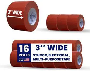 Made in USA - Wide 3 Stucco/Painters Tape. 16 Rolls - 3 x 60 Yards. 30 Day Removal NO Residue, NO Splitting on Removal - Professional Grade Polyethylene Tape (PE Tape) Made in USA - Wide 3 Stucco/Painters Tape. 16 Rolls - 3 x 60 Yards. 30 Day Removal NO Residue, NO Splitting on Removal - Professional Grade Polyethylene Tape (PE Tape)