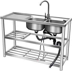 2 Compartment Stainless Steel Commercial Kitchen Utility Sink + Prep Counter Utility Sink Freestanding Stainless Steel Double Bow Kitchen Set Commercial Sinks for Restaurants 2 Compartment Stainless Steel Commercial Kitchen Utility Sink + Prep Counter Utility Sink Freestanding Stainless Steel Double Bow Kitchen Set Commercial Sinks for Restaurants
