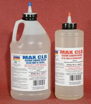 MAX CLR A/B Epoxy Resin System - 3/4 Gallon Kit - Food Safe, FDA Compliant Coating, Crystal Clear, Stain Resistant, Countertop and Tabletop Coatings, Wood Coatings, Fiberglassing Resin MAX CLR A/B Epoxy Resin System - 3/4 Gallon Kit - Food Safe, FDA Compliant Coating, Crystal Clear, Stain Resistant, Countertop and Tabletop Coatings, Wood Coatings, Fiberglassing Resin