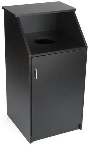Commercial Trash Bin with Black Finish, MDF Construction, Melamine Finish, Circular Cutout - Hinged Door (LCKDTLCSBK) Commercial Trash Bin with Black Finish, MDF Construction, Melamine Finish, Circular Cutout - Hinged Door (LCKDTLCSBK)