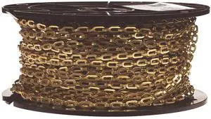 0723817 Brass Plumbers Chain on Reel, Bright, 1/0 Trade, 0.02" Diameter, 200' Length, 35 lbs Load Capacity 0723817 Brass Plumbers Chain on Reel, Bright, 1/0 Trade, 0.02" Diameter, 200' Length, 35 lbs Load Capacity