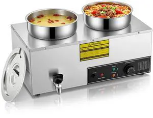 Soup Warmer Commercial, 15QT Bain Marie Double Pot Warmer for Restaurant, 1200W Stainless Steel Portable Food Warmer, Digital Temperature Control (86-185°F), Anti-Dry Burn and Reset Button Soup Warmer Commercial, 15QT Bain Marie Double Pot Warmer for Restaurant, 1200W Stainless Steel Portable Food Warmer, Digital Temperature Control (86-185°F), Anti-Dry Burn and Reset Button