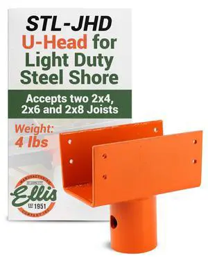 Manufacturing Company - U-Head Top for Light Duty Steel Shores - Secures to Horizontal Lumber Beams & Joists - Easy to Use with 8 Mounting Holes - Double Joist Holder Manufacturing Company - U-Head Top for Light Duty Steel Shores - Secures to Horizontal Lumber Beams & Joists - Easy to Use with 8 Mounting Holes - Double Joist Holder