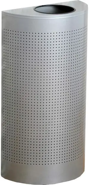 Half Rounds Metal Trash Can, Open Top, 12 GAL, Stardust Silver Metal, Indoor for Hotel Lobbies/Washrooms/Front of House Hospitality Areas Half Rounds Metal Trash Can, Open Top, 12 GAL, Stardust Silver Metal, Indoor for Hotel Lobbies/Washrooms/Front of House Hospitality Areas