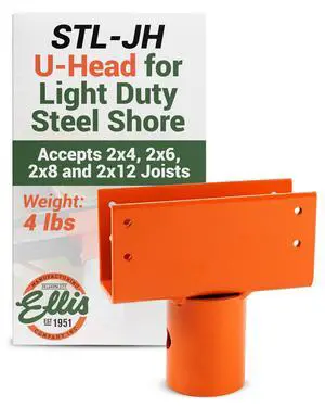 Manufacturing Company - U-Head Top for Light Duty Steel Shores - Secures to Horizontal Lumber Beams & Joists - Easy to Use with 8 Mounting Holes - Single Joist Holder Manufacturing Company - U-Head Top for Light Duty Steel Shores - Secures to Horizontal Lumber Beams & Joists - Easy to Use with 8 Mounting Holes - Single Joist Holder