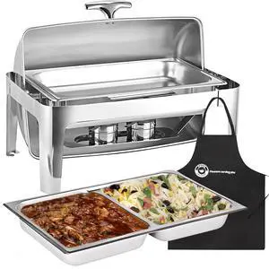 Deluxe Chafer Dish - 8-quart capacity - Full-Size S/S rectangular Includes Food Pan, Water Pan and Fuel Holders (8-Qt with Sectional Pan) Deluxe Chafer Dish - 8-quart capacity - Full-Size S/S rectangular Includes Food Pan, Water Pan and Fuel Holders (8-Qt with Sectional Pan)