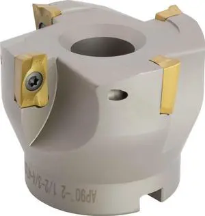 2 1/2" 90° Indexable Face (Shell) Mill, for Square Shoulder Milling, 3/4" Arbor Hole Diameter, 4 Flute, with 4 pcs APKT1604 Carbide Inserts 2 1/2" 90° Indexable Face (Shell) Mill, for Square Shoulder Milling, 3/4" Arbor Hole Diameter, 4 Flute, with 4 pcs APKT1604 Carbide Inserts