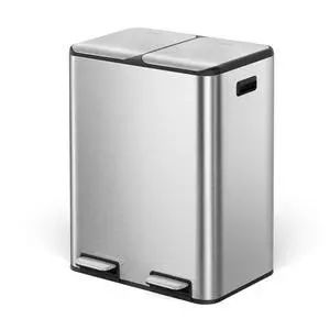 Kitchen Trash Can, 8 + 8 Gallon Dual Trash and Recycle Bin Combo, 2 Compartment Stainless Steel Kitchen Garbage Can with Lid, Removable Inner Buckets, Soft Close, Odor Filter, 30L+30L Kitchen Trash Can, 8 + 8 Gallon Dual Trash and Recycle Bin Combo, 2 Compartment Stainless Steel Kitchen Garbage Can with Lid, Removable Inner Buckets, Soft Close, Odor Filter, 30L+30L