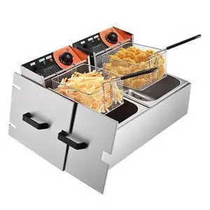 Commercial Deep Fryer 24L 5000W with Dual Tank Baskets Stainless Steel Electric Countertop Fryer for Restaurant Bar Commercial Deep Fryer 24L 5000W with Dual Tank Baskets Stainless Steel Electric Countertop Fryer for Restaurant Bar