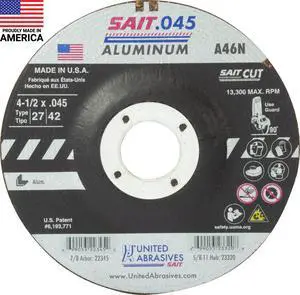 SAIT 22345 Cutting Wheel Type 27 A46N, 4-1/2-Inch by.045-Inch by 7/8-Inch, 50-Pack SAIT 22345 Cutting Wheel Type 27 A46N, 4-1/2-Inch by.045-Inch by 7/8-Inch, 50-Pack