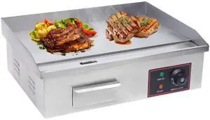 Commercial Electric Grill 110V 3000W Countertop Flat Top Griddle Nonstick Stainless Steel Teppanyaki Grill, Temperature Range 122-572°F for Restaurant, Canteen, Snack Bars 21.3"x11.8" Commercial Electric Grill 110V 3000W Countertop Flat Top Griddle Nonstick Stainless Steel Teppanyaki Grill, Temperature Range 122-572°F for Restaurant, Canteen, Snack Bars 21.3"x11.8"