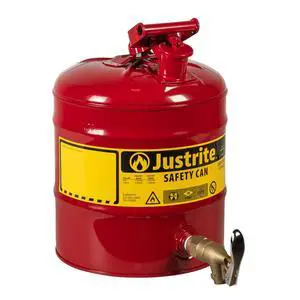 7150150 Type I Galvanized Steel Laboratory Safety Shelf Can with Rigid Brass Safety Bottom Faucet, 5 Gallon Capacity, Red 7150150 Type I Galvanized Steel Laboratory Safety Shelf Can with Rigid Brass Safety Bottom Faucet, 5 Gallon Capacity, Red