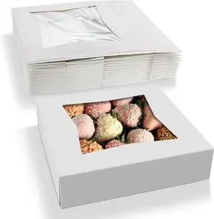 White Chocolate Covered Strawberry Boxes 10" x 10" x 2.5" - Pastry Bakery Boxes (Pack of 200) - Made in the USA White Chocolate Covered Strawberry Boxes 10" x 10" x 2.5" - Pastry Bakery Boxes (Pack of 200) - Made in the USA