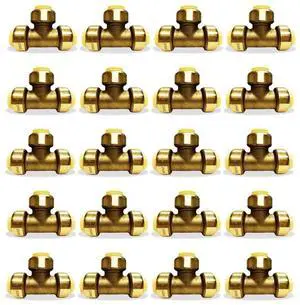 3/4 Inch Tee - Push Fit Plumbing Tee - Push to Connect Brass Plumbing Fittings - Fitting to Connect PEX, Copper, CPVC (Pack of 20) 3/4 Inch Tee - Push Fit Plumbing Tee - Push to Connect Brass Plumbing Fittings - Fitting to Connect PEX, Copper, CPVC (Pack of 20)