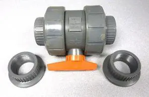 Chemtrol Tru-Bloc U45TB-V PVC SCH 80 True Union Ball Valve With Orange Handle, 2" Chemtrol Tru-Bloc U45TB-V PVC SCH 80 True Union Ball Valve With Orange Handle, 2"