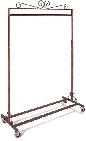 Boutique Cobblestone Single-Rail Rolling Rack 48''W x 20''D x 48-66'' H- Clothing Racks - Single Rail Cobblestone Rolling Clothes Rack Heavy Duty - Multipurpose Sturdy Retail Clothing Rack Boutique Cobblestone Single-Rail Rolling Rack 48''W x 20''D x 48-66'' H- Clothing Racks - Single Rail Cobblestone Rolling Clothes Rack Heavy Duty - Multipurpose Sturdy Retail Clothing Rack